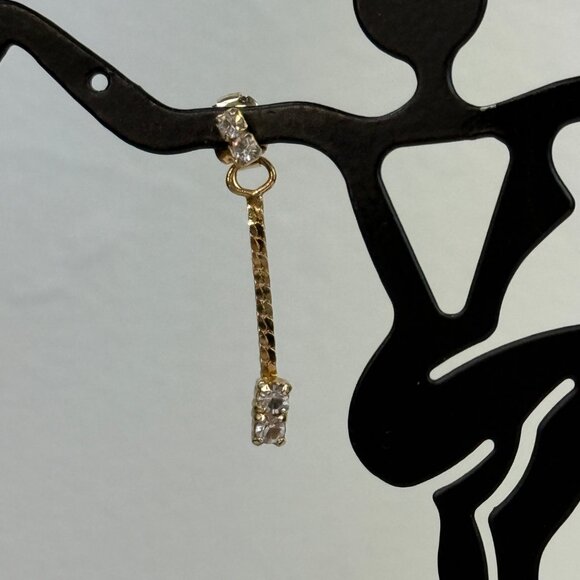 Vintage Signed Avon Rhinestone Stud w/ Chain Rhinestone Dangle 1" Drop - Picture 3 of 8